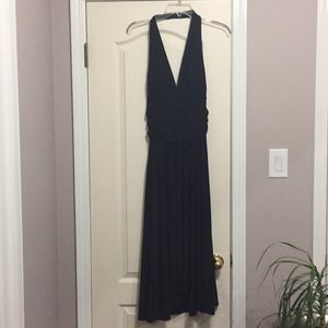 Marilyn Monroe style black halter dress.